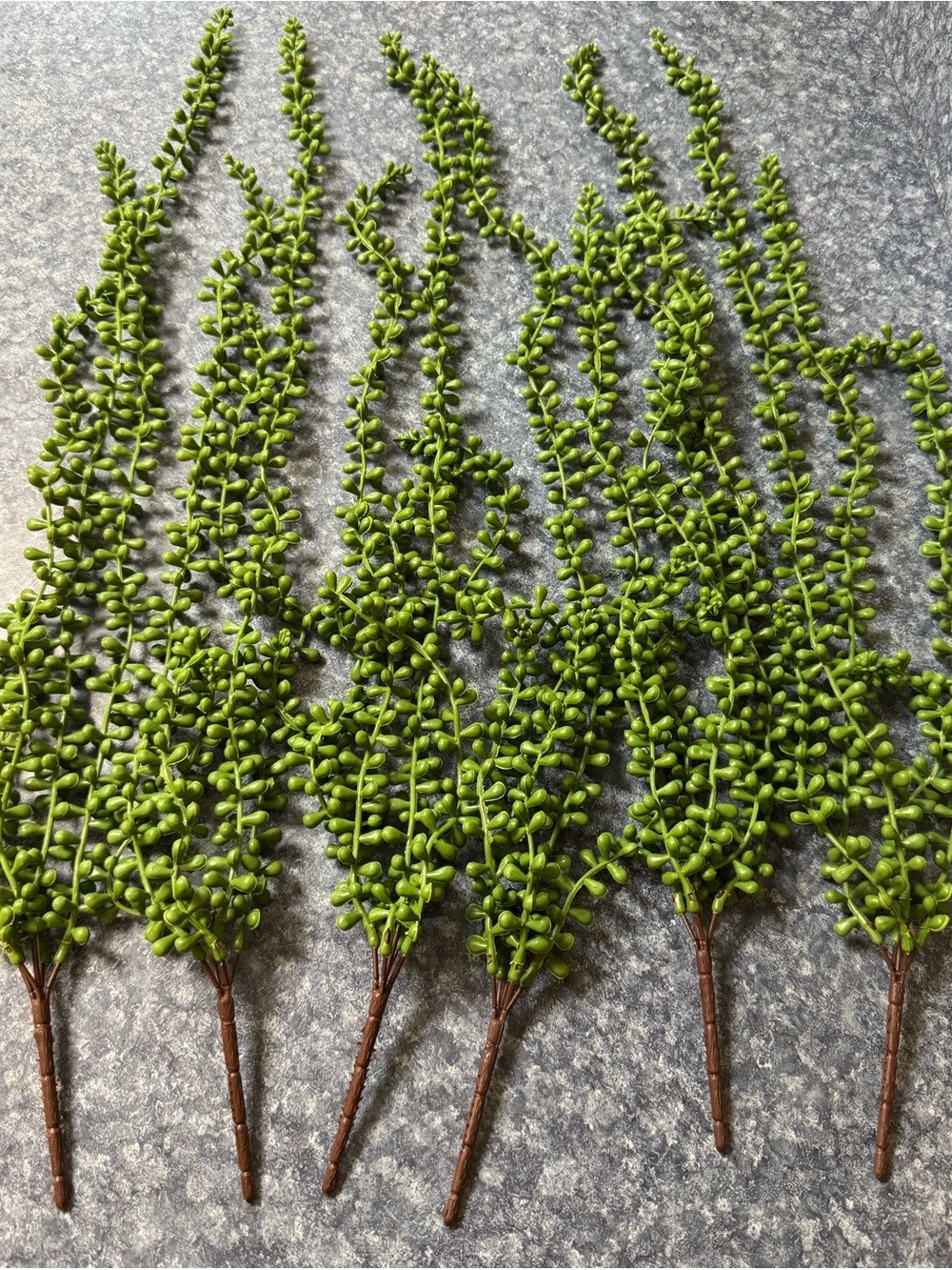 Green Faux Draping Seeded Stem Spray - 6 Pack of Decorative Stems